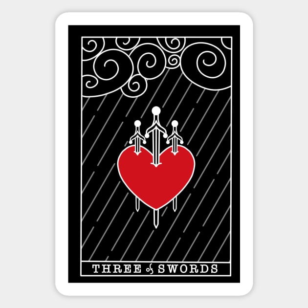 Three of swords tarot card minimalistic design dark version Sticker by SosiCreatesArt